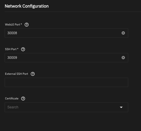 Network Configuration Screen